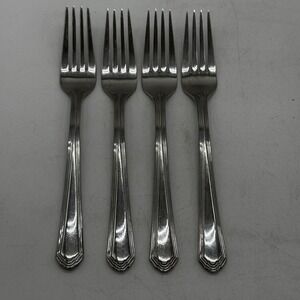 Lenox ARCHWAY Set Lot of 4 Salad Forks Stainless Steel Flatware Scalloped 7 3/8"